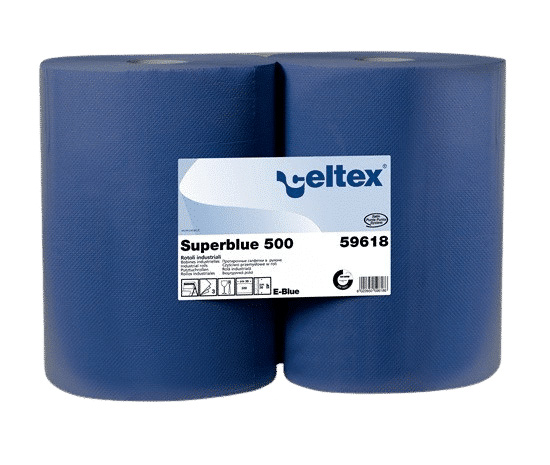 Putzpapier blau 3-lagig, Pin to Pin Prägung 2 Rollen a 500 Blatt, Breite: 36cm