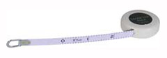 Umfangbandmaß 2m/10mm breit,weiß mm- und Pi-Teilung,Kunststoffgehäuse