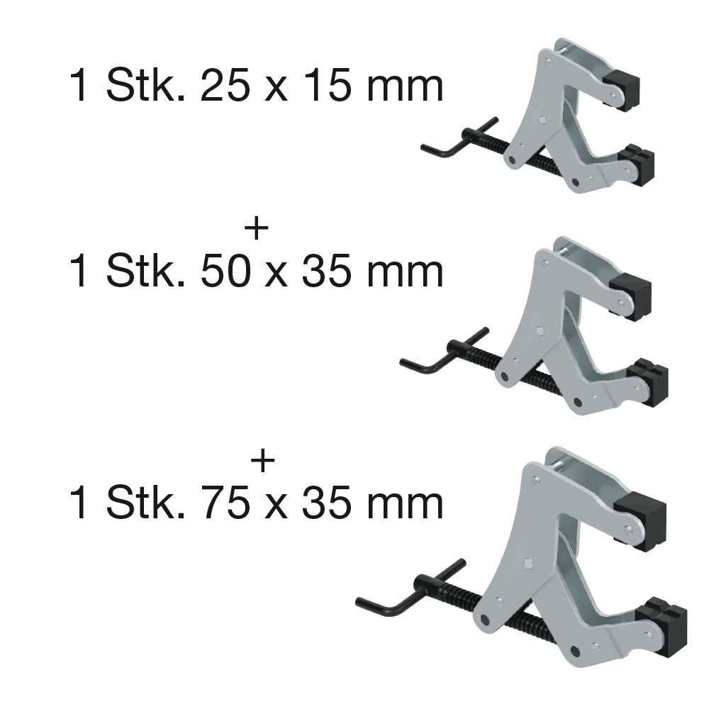 Kraftspannzangen-Set Schraubfix-3-teilig je 1 Stück Größe 1,2 und 3