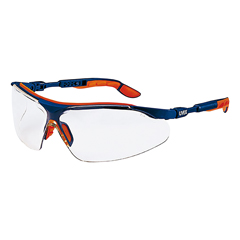 Bügelschutzbrille Uvex I-VO, klar EN 166 2-1,2 UV-Schutz, blau/orange