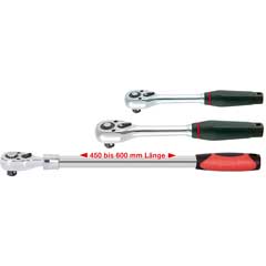 Kraft+Superkraft-Knarrensatz 1/4"+1/2" und 1/2" Teleskop,li+re,mit Löseknopf