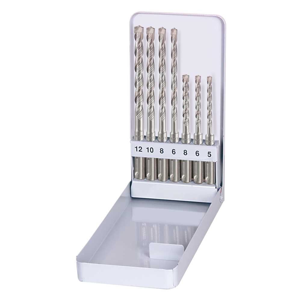 SDS-MS5-Bohrer-Kassette 7-tlg. 5-6-8x110 und6-8-10-12x160mm Stahlblechkassette