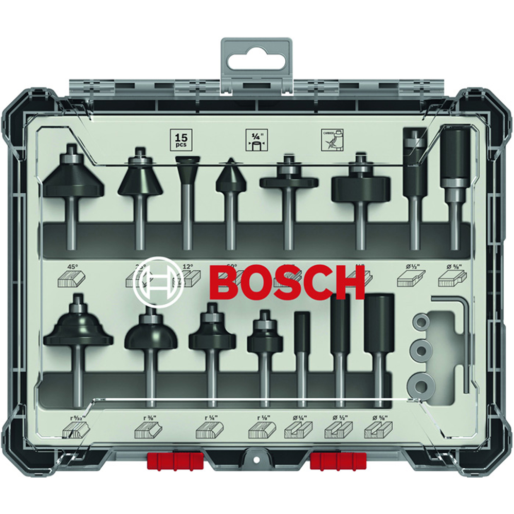 15-teiliges Fräser-Set, 1/4-Zoll Schaft