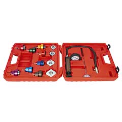 Kühlerdruckprüfgerät UNIVERSAL,komplett mit 12 Adapter,Abdrückpumpe,Thermometer
