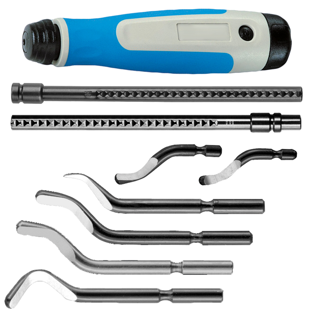 Soft-Kombi-Set 9-teilig,Softgriff mit 2 Teleskopstangen und 6 Entgratklingen