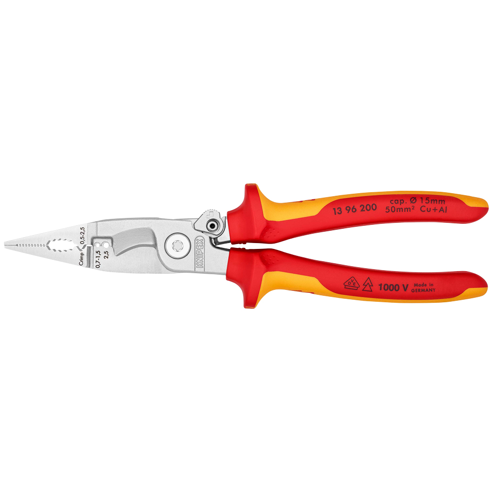 KNIPEX Elektro-Install.zange, VDEgeprüft verchromt, MK-Hülle, Öffnungsfeder