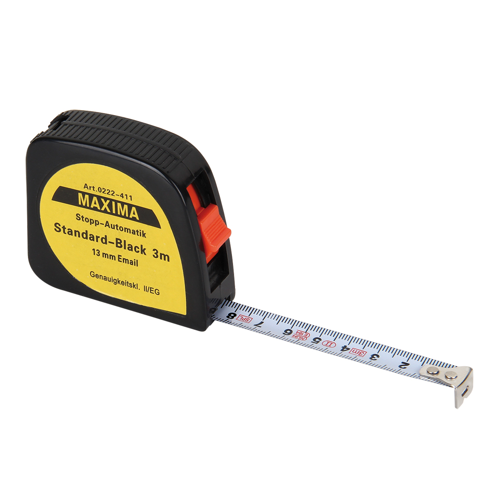 Rollbandmaß 13mm,STANDARD,weiß Stopptaste,Automatik-Rücklauf