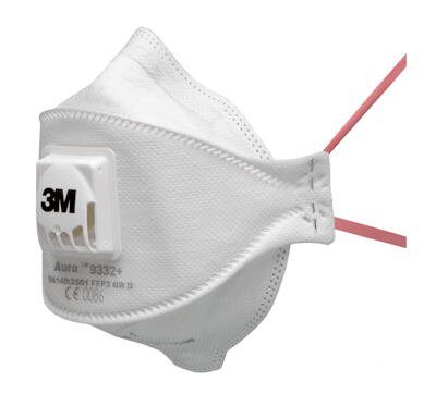 Partikel-Faltmaske 3M FFP3, 10 Stück mit Ventil, Modell 9332+