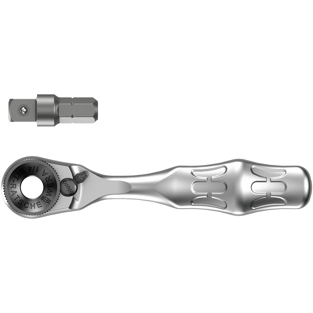 Kombi-Bitsknarre 1/4" li/re umschaltbar für 1/4" 6-Kant-Bits und 1/4" Nüsse