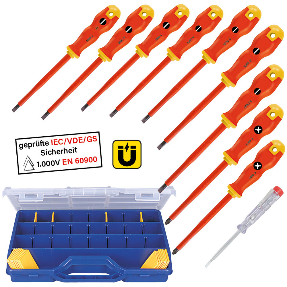 IE-SI GRIP Schraubenziehersatz 11-teilig Antirutsch-Heft,nach EN60900/1000 Volt