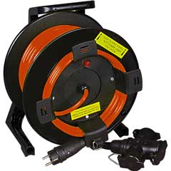 Kabeltrommel 230V/16A,25m 3x1,5mm² Bauflex K35,3x230V-Kupplung,IP44,Gerüst