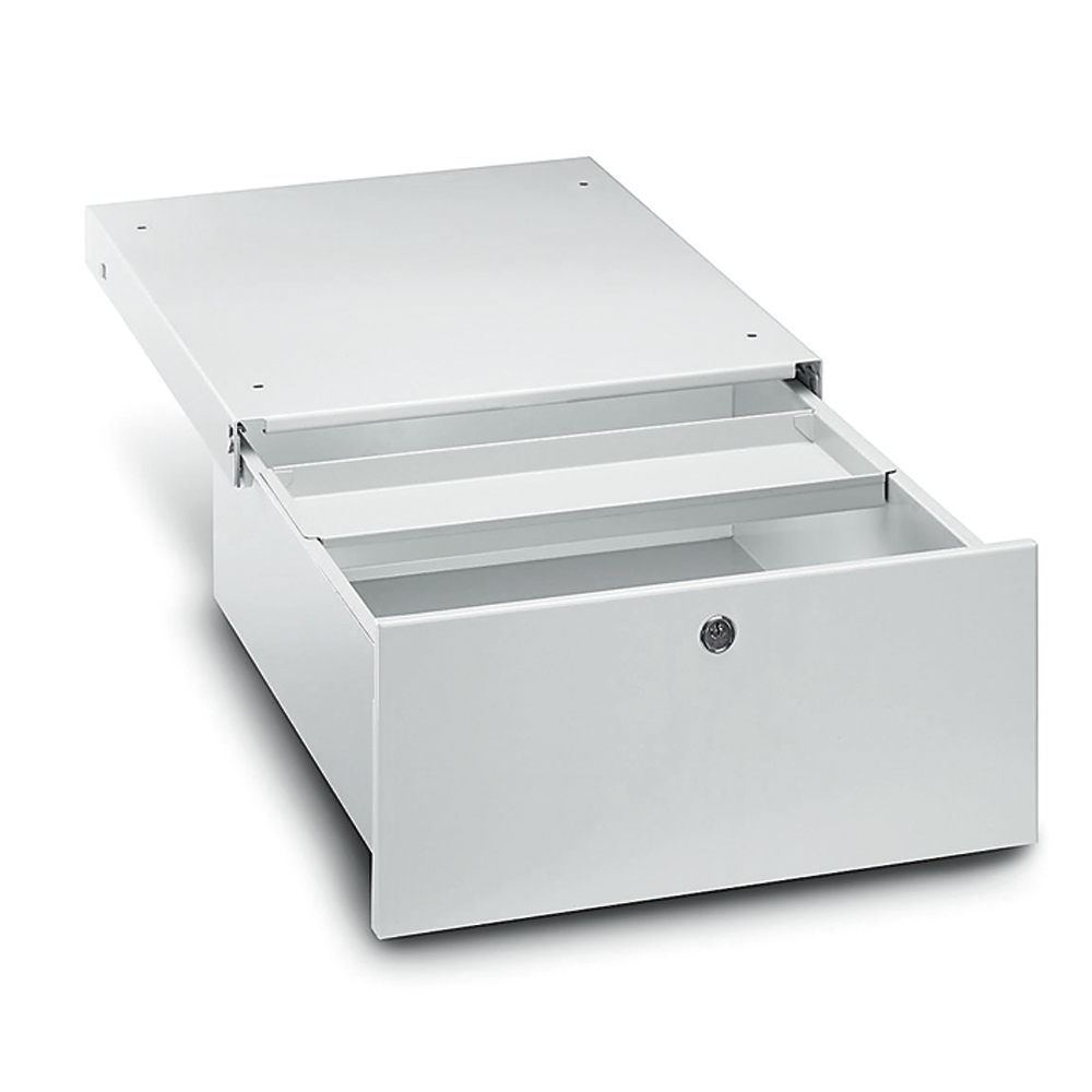 Werkbanklade 470x600x200mm,RAL7035 Zylinderschloss,Kleinteilablage
