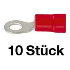 10 Stk.Ringkabelschuh isoliert M6-rot für Kabel 0,5-1,0mm²
