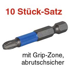 10 Stück GRIP-Bits 1/4" PH0 Antirutsch-Bits mit Grip-Krall-Zone