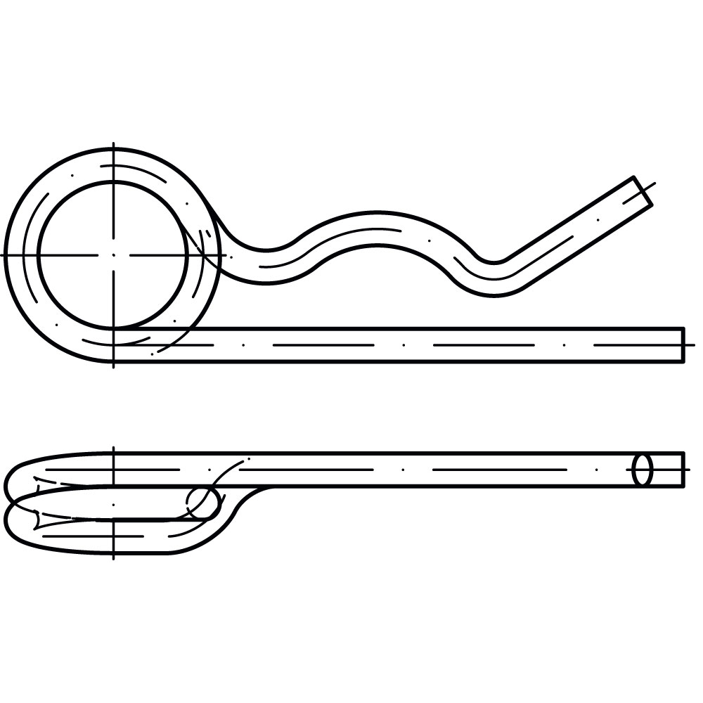 Federstecker DIN 11024 St. A2K doppelt, galvanisch verzinkt, Durchmesser: 4mm