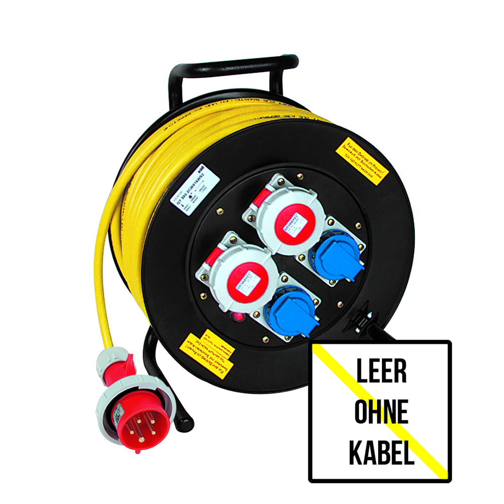 Kabeltrommel,leer,400/230V/16A 2x400/2x230V/16A,IP67,Thermoschutz