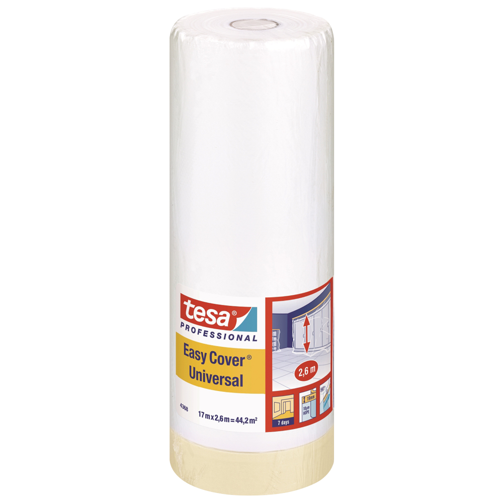 Abdeckfolie Universal 17m x 2600mm mit Kreppband TESA EasyCover