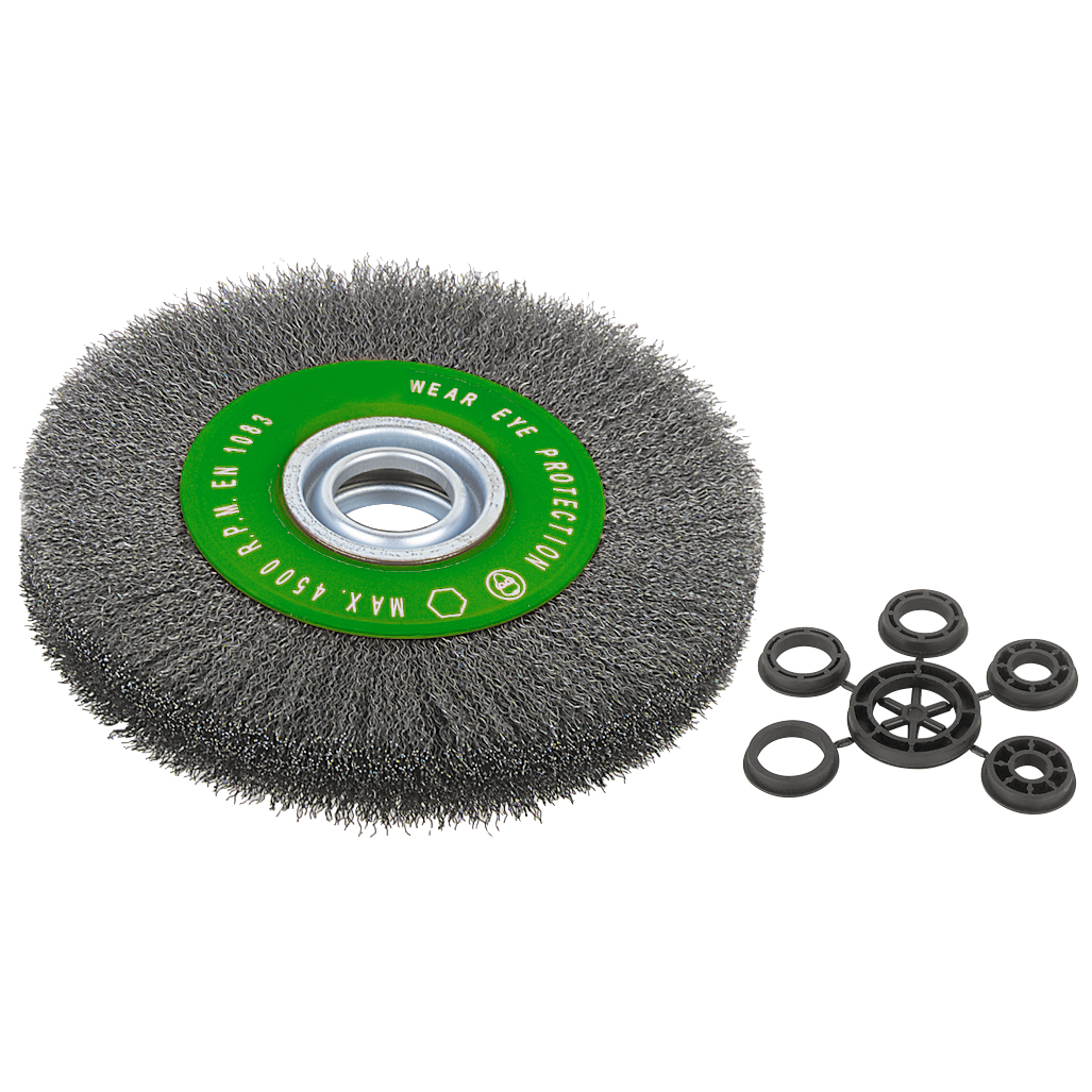 Inoxdraht-Rundbürste 0,3mm gewellter Draht, 5-tlg.Adapterset