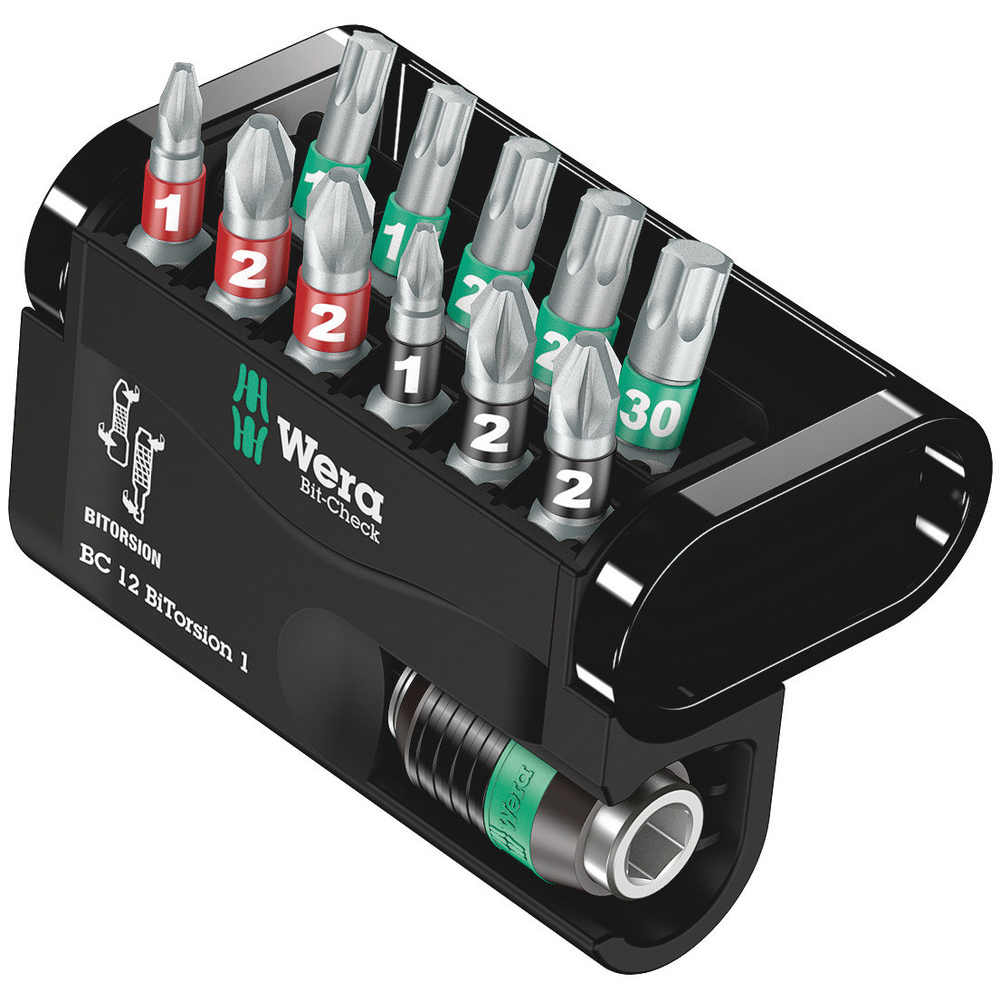Bit-Box WERA 12-teilig,mit Farbcode und Schnellwechselhalter