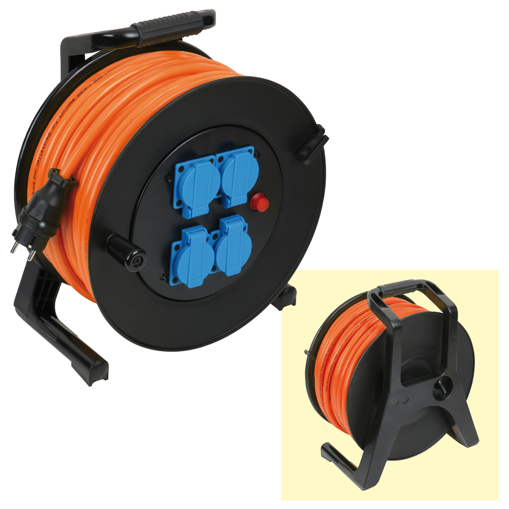 Kabeltrommel 230V/16A  , Bauflex K35,4x230V,IP44,Thermoschutz, Länge der Leitung: 25m, Aderquerschnitt: 3x1,5mm²