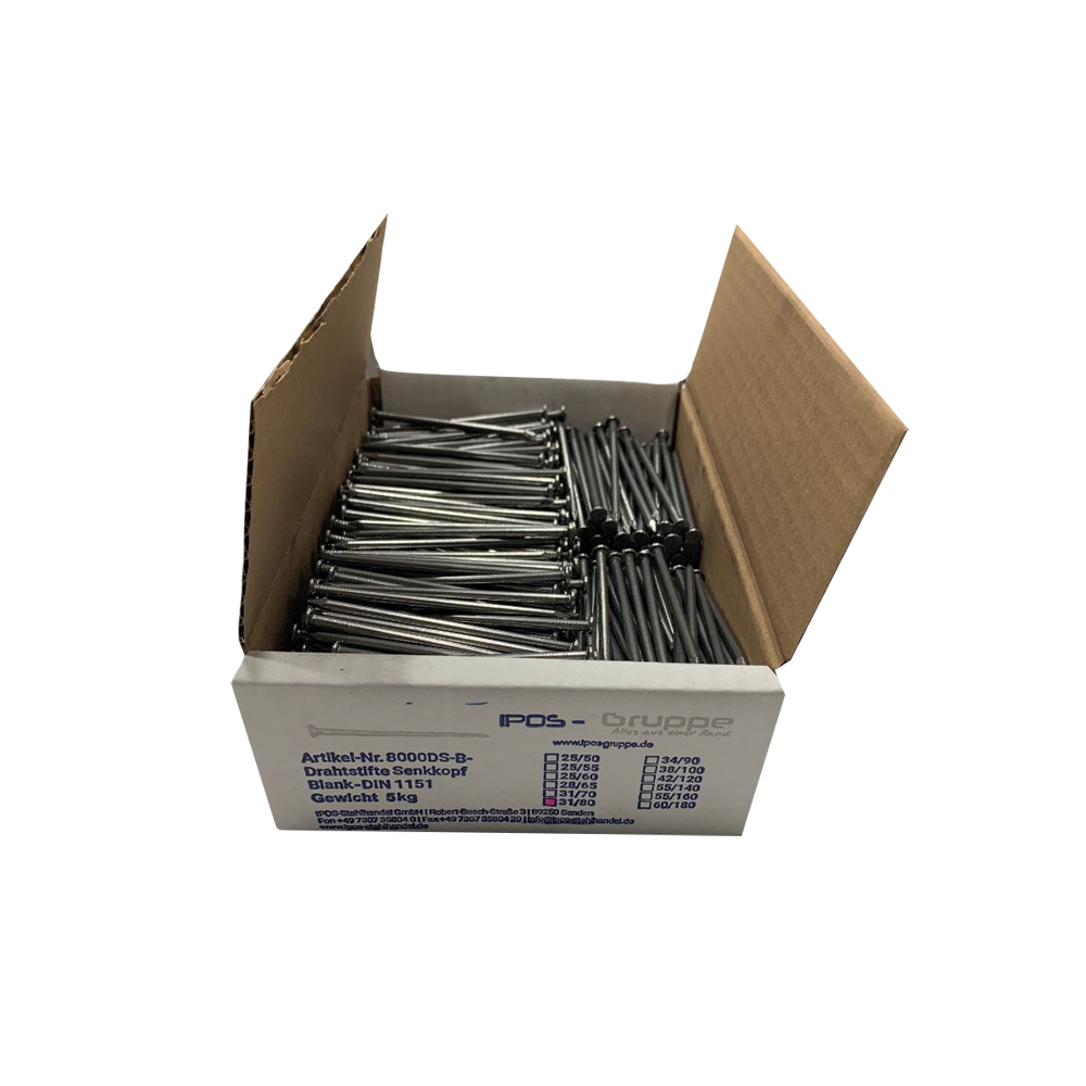 Drahtstifte DIN 1151 blank , kartonverpackt, Durchmesser: 2,0mm, Länge: 40mm