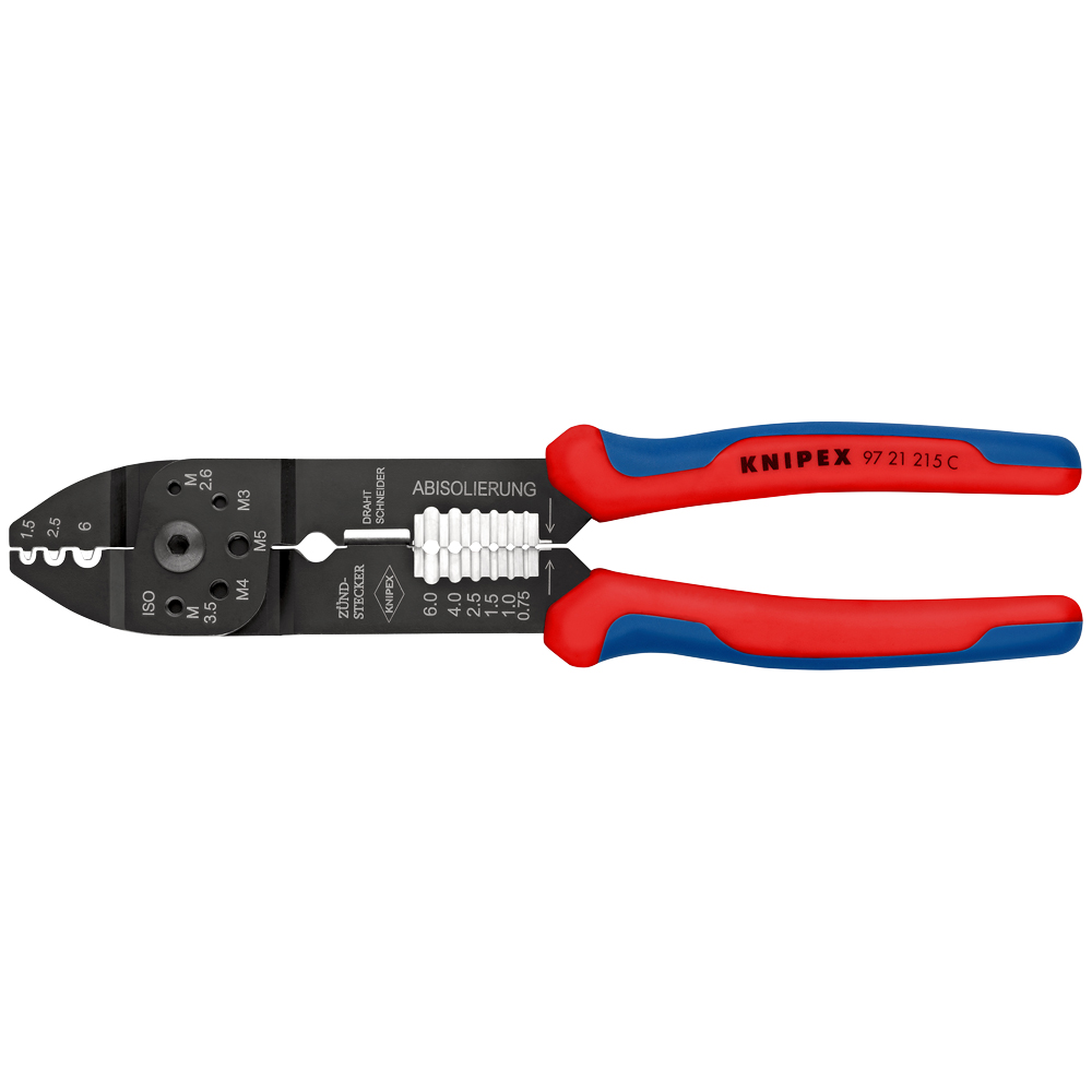 Crimpzange 230 mm, Dorn-Crimp schmal, brüniert, mit Mehrkomponenten-Hüllen