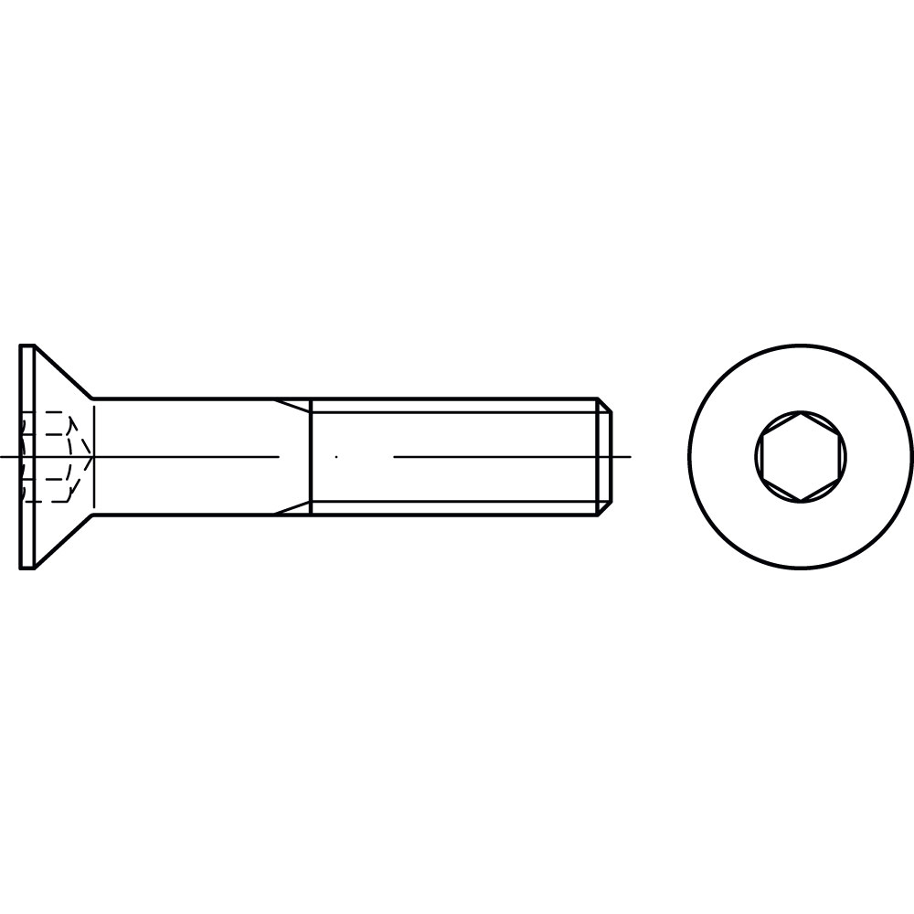 Senkschrauben ISO 10642 A2, ROSTBESTÄNDIG VOLLGEWINDE, Gewindenenndurchmesser: 5mm, Schraubenlänge: 30mm