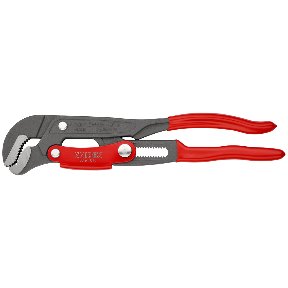 Rohrza. S-Maul Ø 1 5/8", PVCGriff,Schnel verstellung, grau pulverbe.