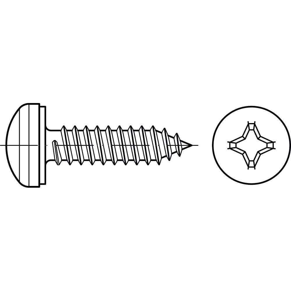 Kappenkopf-Blechschraube.7981 ST A2K GALVANISCH VERZINKT LINSENKOPF PHILLIPS