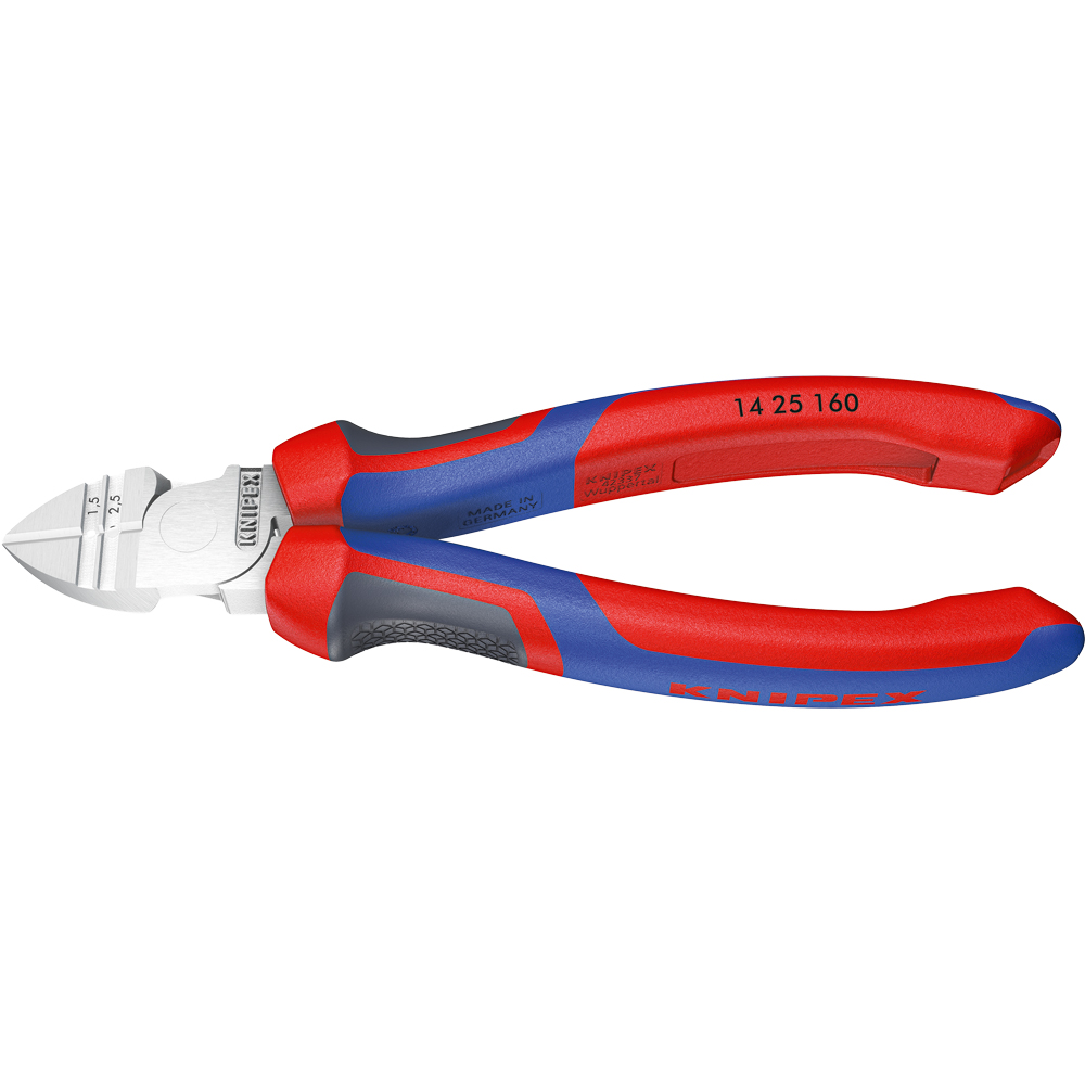 KNIPEX Abisolier-Seitenschneider 160 mm verchromt, mit Mehrkomponenten-Hüllen