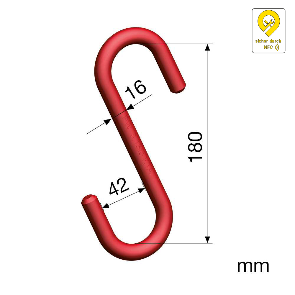 S-Haken, hochfest RFID TAG eingebohrt