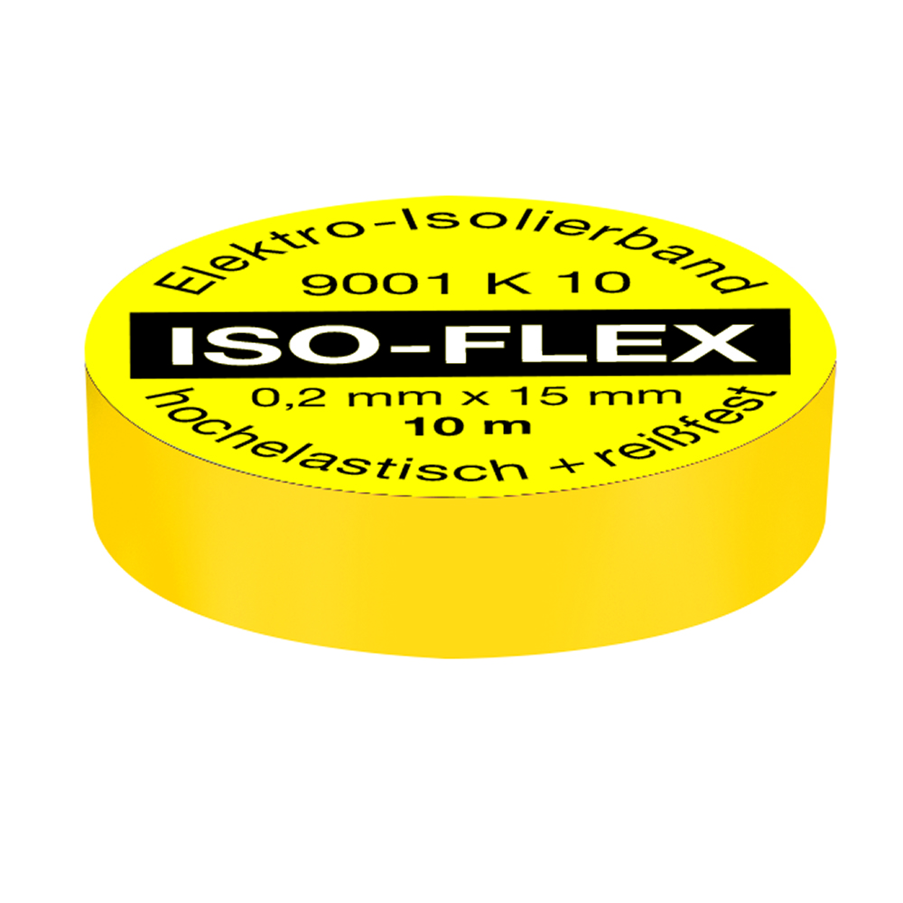 Elektroisolierband PVC  15x0,2mm, 10m,kältefest,selbstklebend, Farbe: gelb