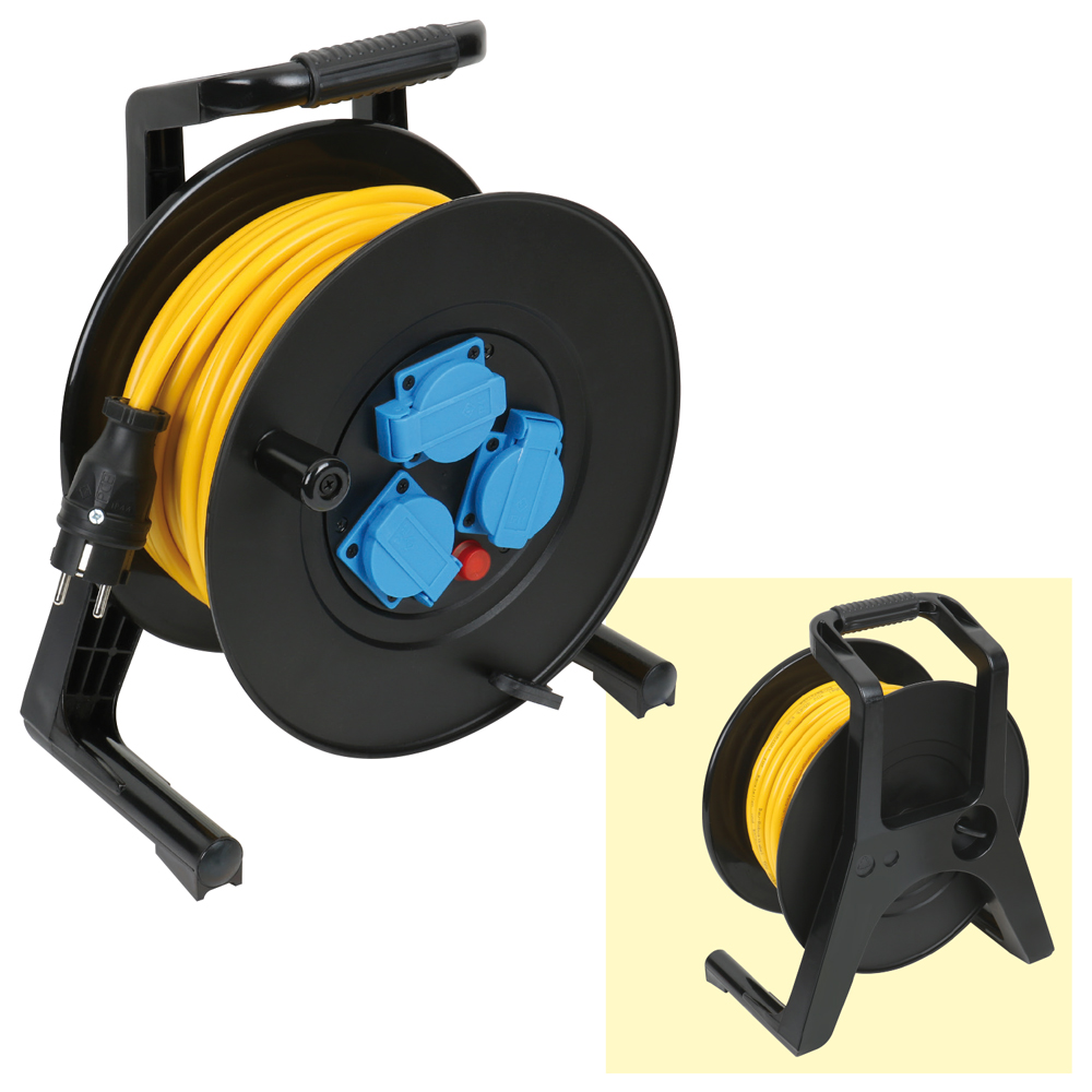 Kabeltrommel 230V/16A,25m 3x1,5mm² Baurobust K35,3x230V,IP44,Thermoschutz