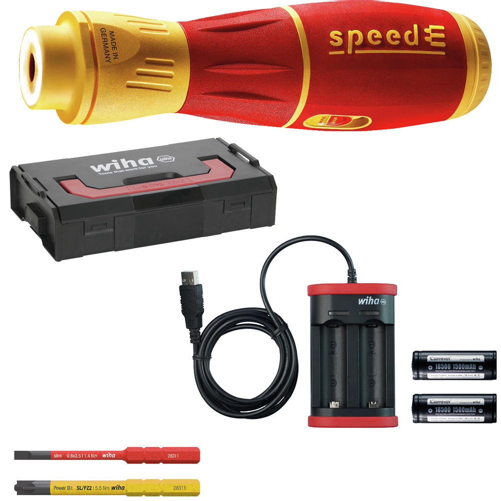 E-Schrauber Set speedE WIHA 591 7-tlg. mit L-Box,slimBits und Ladegerät