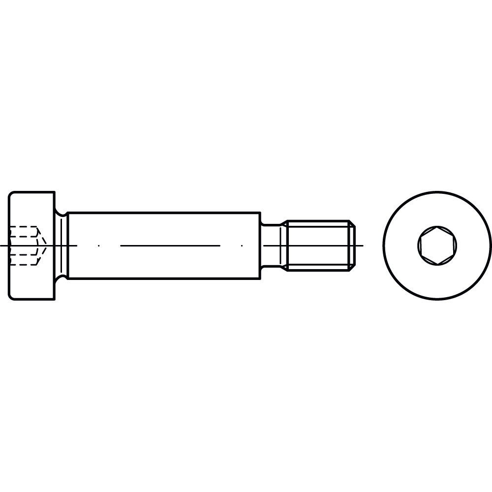 Paßschulterschraube ISO 7379 12.9, PASSUNG h8 BLANK UNVEREDELT, Gewindenenndurchmesser: 10mm, Schraubenlänge: 80mm