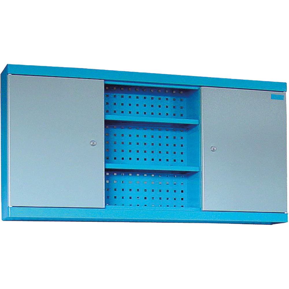 Wandschrank blau 1190x600x210mm,2 Türen 6 Einlegeböden,Rückwand gelocht