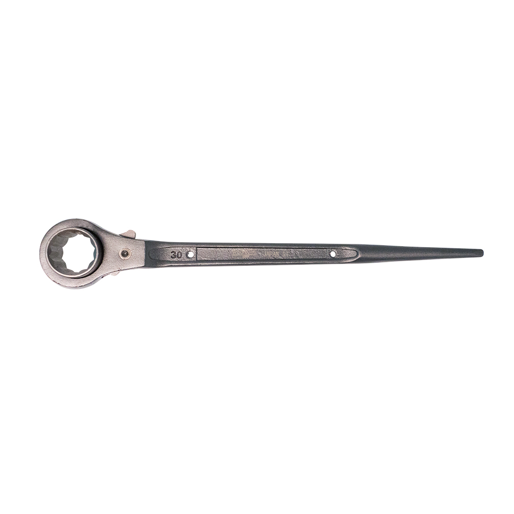 Bau-und Gerüst Knarren-Schlüssel 19+22mm mit Passdorn,310mm lang