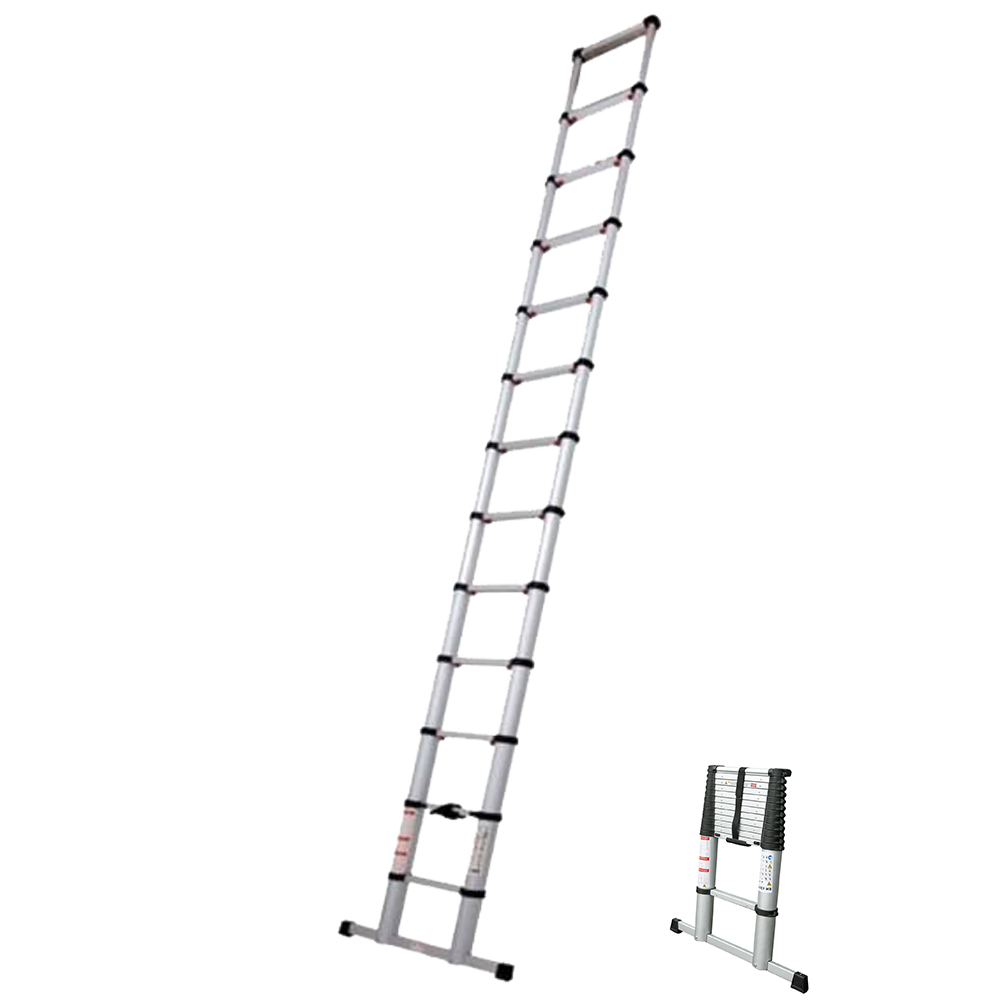 Alu-Teleskopleiter,EN131 maximal 381cm ausziehbar,13 Stufen-Sprossen