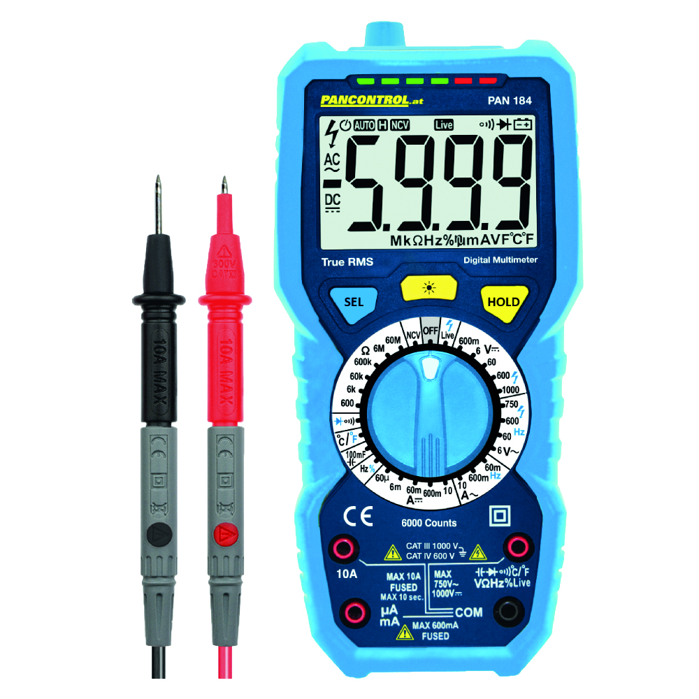 PAN 184 DigitalmultimeterTrue RMS 1000V mit Kapazitäts-,Frequenz-u.Temp.Messung