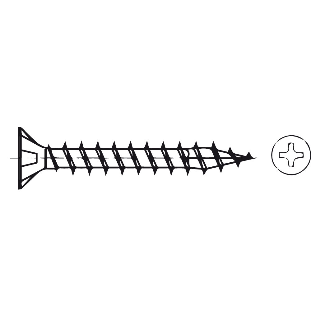 Schnellbauschraube Stahl phospahtiert, Feingewinde, Gewindenenndurchmesser: 3,9mm, Schraubenlänge: 25mm
