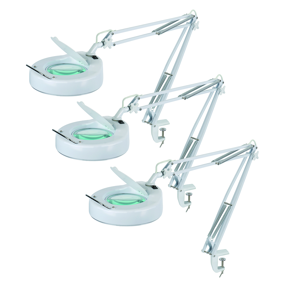 3 Stück Duplo-Kaltlicht-Lupen-und Arbeitsleuchte,Ringlampe 22W,Lupe 5-fach