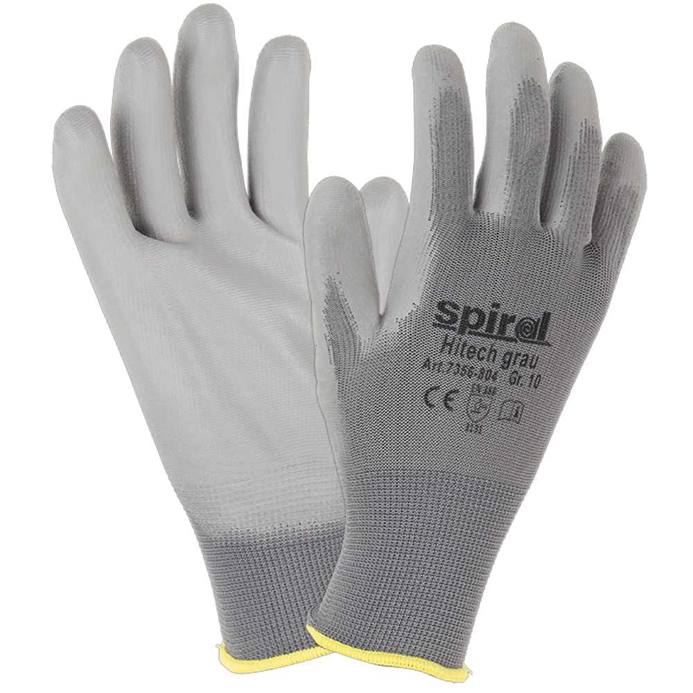 Montagehandschuh spiral HITECH grau, Größe: 12