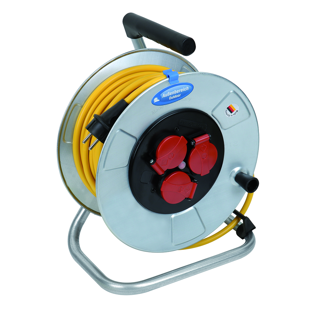 Kabeltrommel 230V/16A  3x1,5mm², AT-N07V3V3-F,3x230V,IP44,Blech, Länge der Leitung: 25m