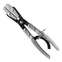 Ratsch-Schlauchklemmzange USA 200mm lang mit Pendelbacken 48mm breit