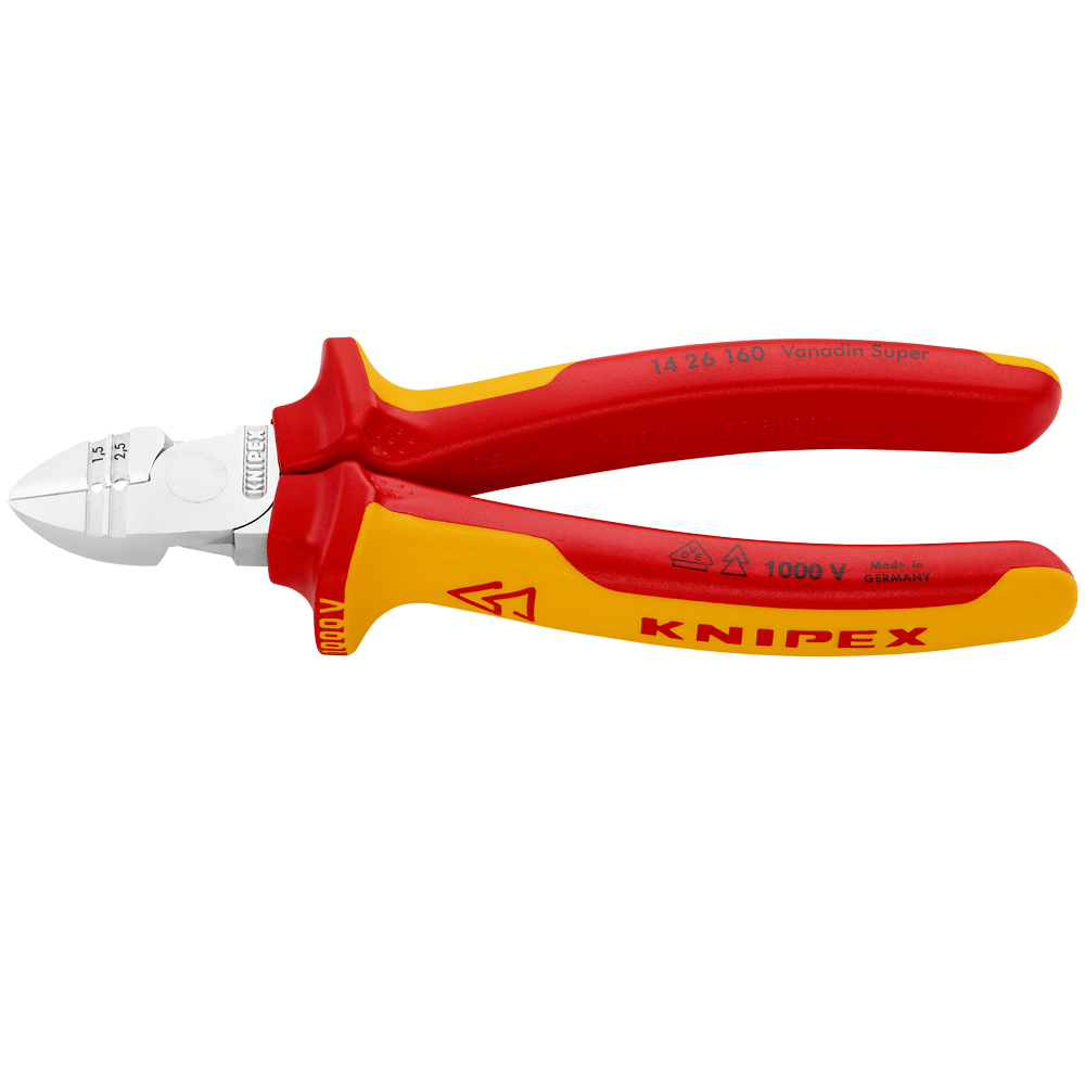 Abisolier-Seitenschneider EN60900 160mm verchromt,geprüfte PVC-Hüllen