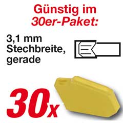 30 Stück TIN-HM-Abstechplatte 3,1mm gerade,Universalsorte,für alle Stähle