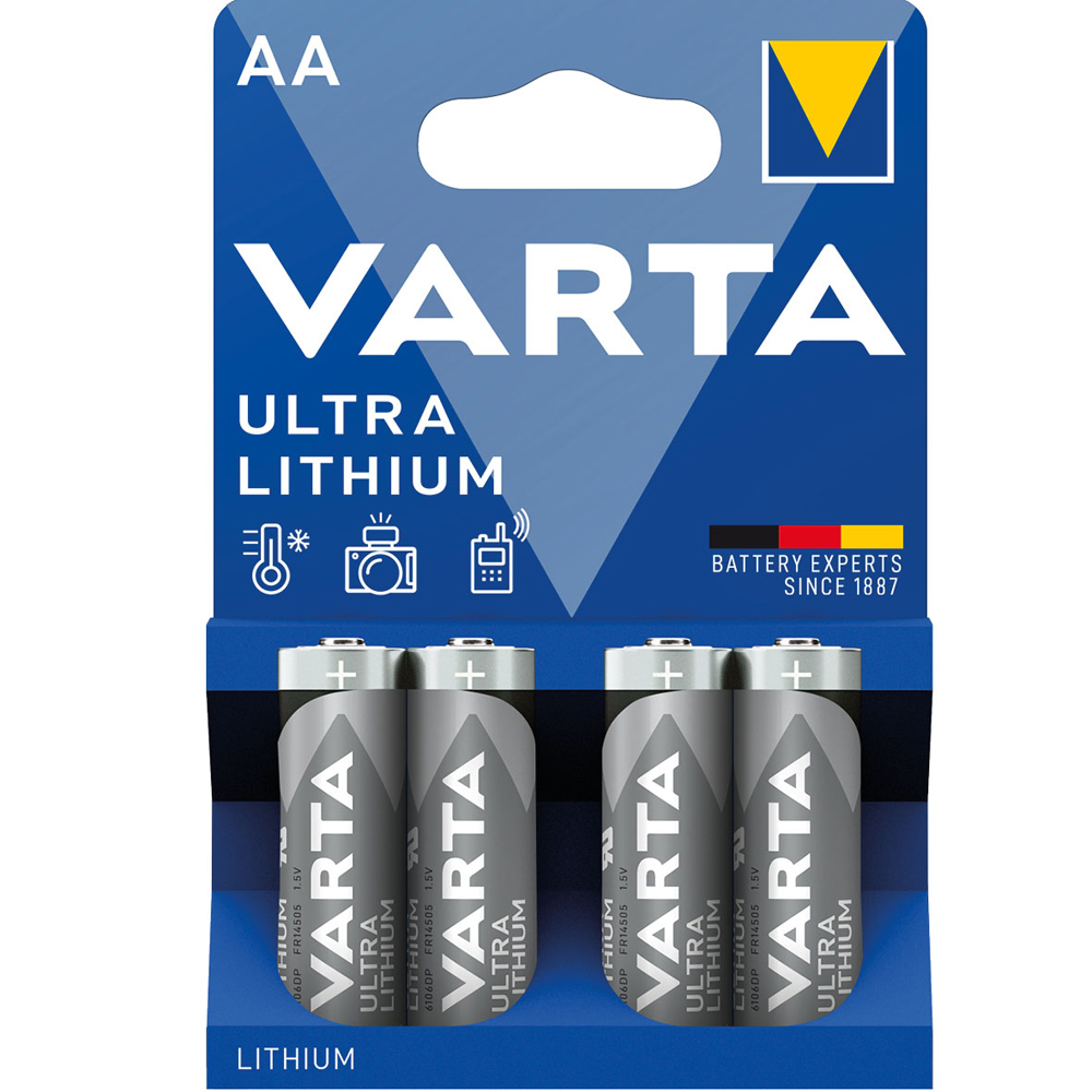 4 Stück Batterie Lithium AA,LR6,1.5V 2900 mAh,Lebensdauer bis 15 J.,Blister