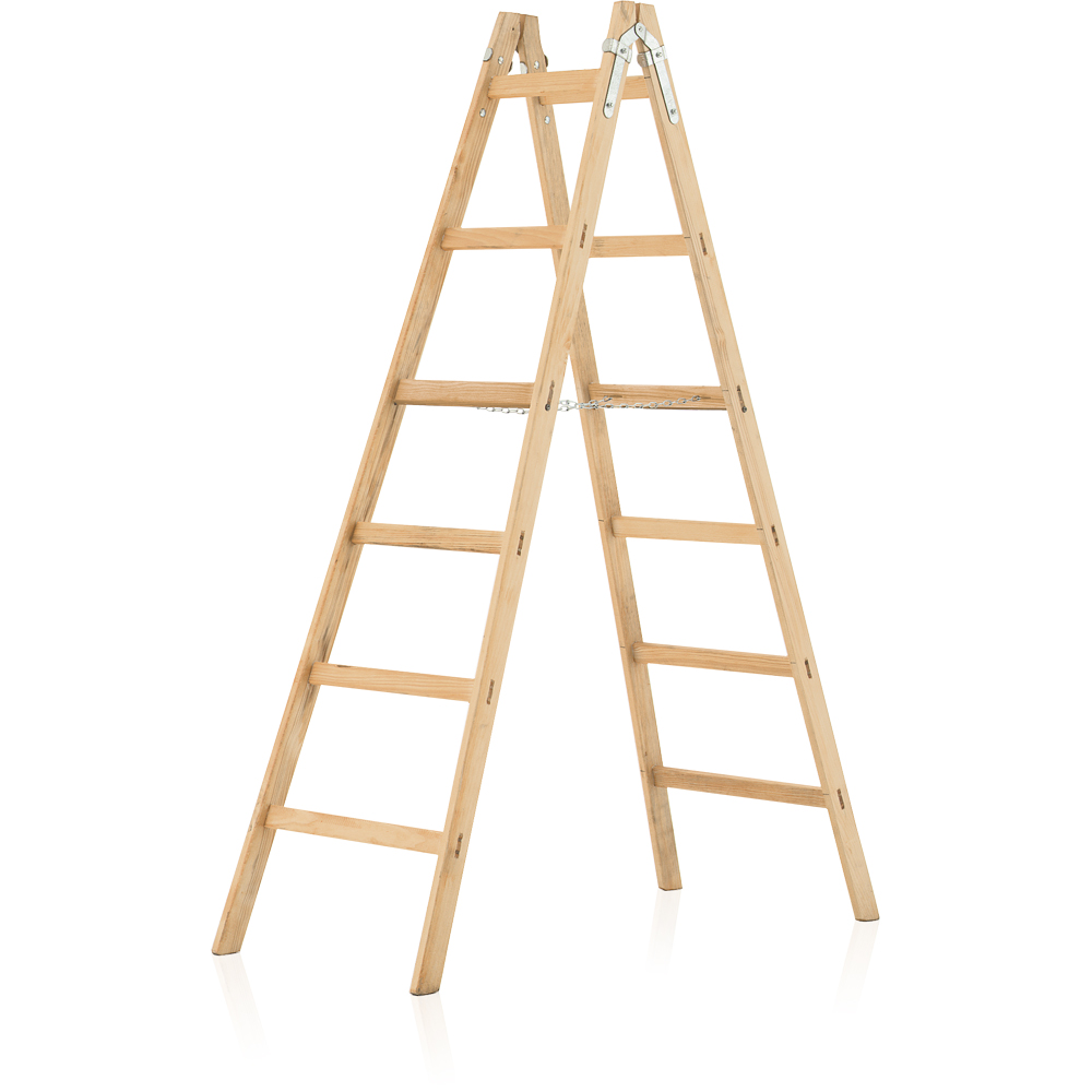 Holz-Doppel-Leiter Tragkraft 150kg, imprägniert,Ö-Norm EN, Anzahl der Sprossen: 2x4