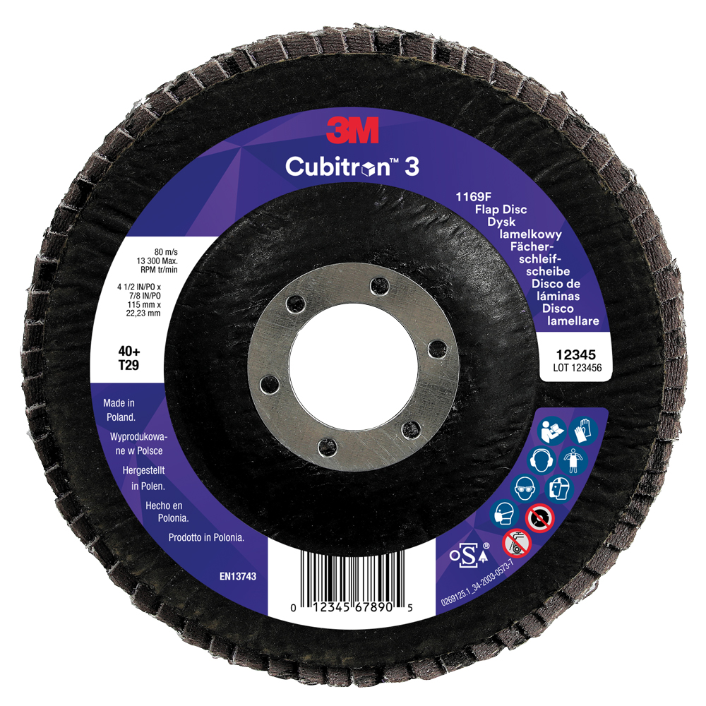 Fächerscheibe CUBITRON 3 1169F, Premium,Ceramic,konisch T29, Außendurchmesser: 115mm, Körnung: 40