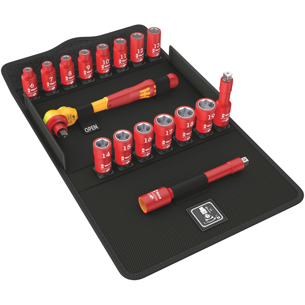 VDE Knarrensatz WERA Zyklop 3/8" 17tlg. isoliert mit Klettbox